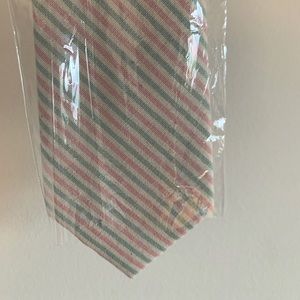 Pink Green Stripe Tie Bar Necktie NWT